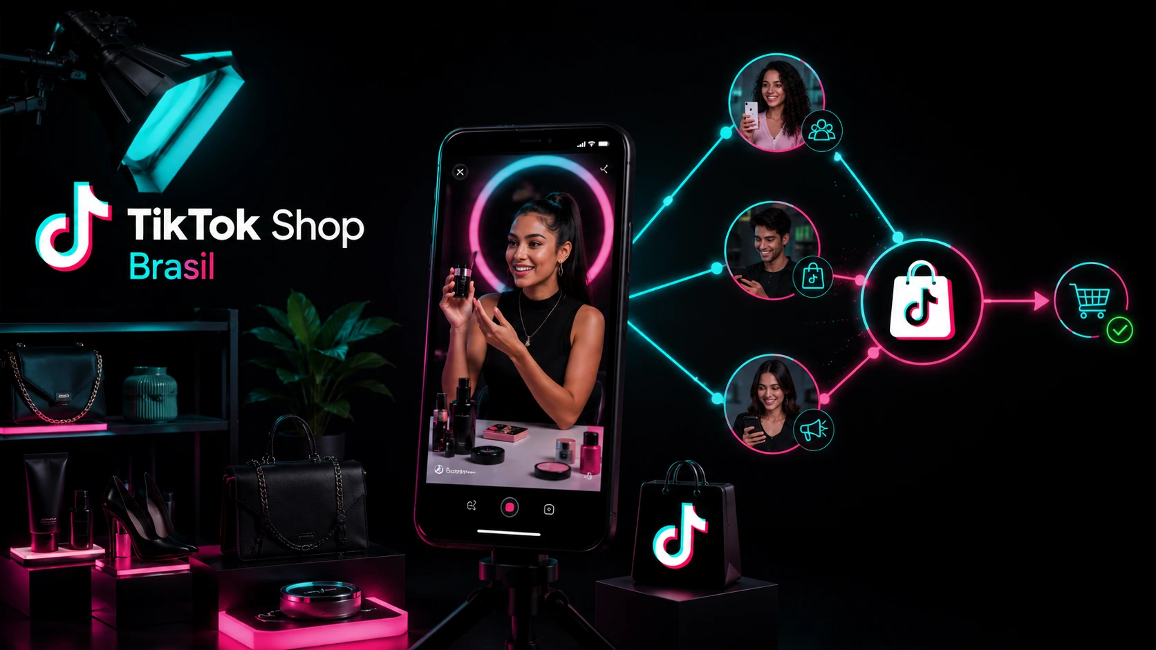 TikTok Shop Brasil conectando vídeos de criadores, produtos e compra dentro da plataforma