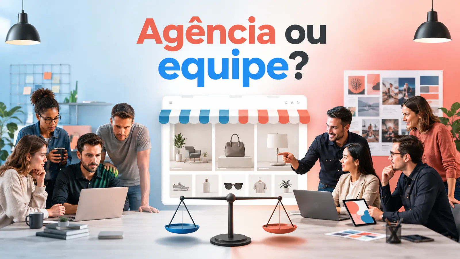Comparação entre uma equipe interna e uma agência especializada ao redor de uma operação de e-commerce