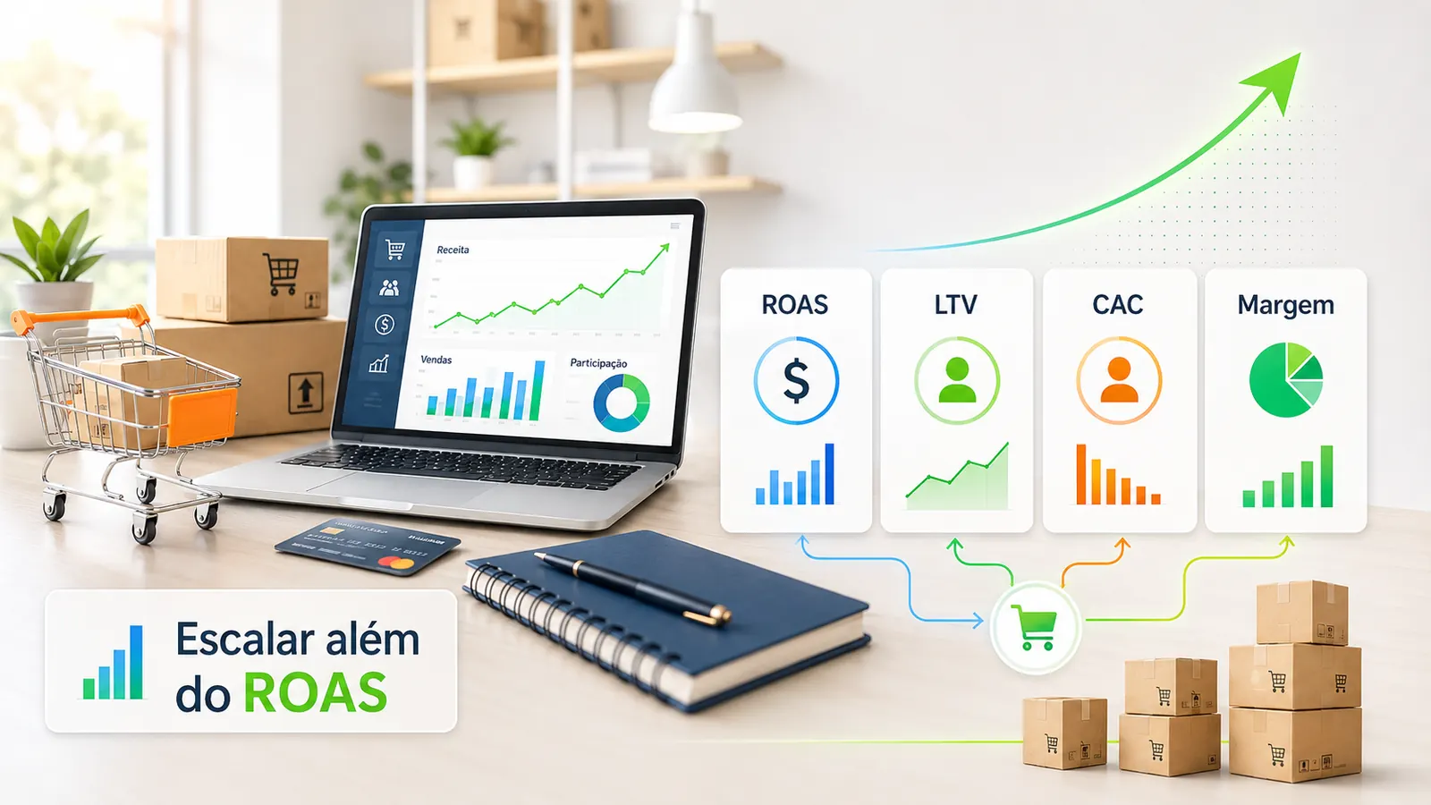 Escalar além do ROAS: acompanhe também LTV, CAC e margem