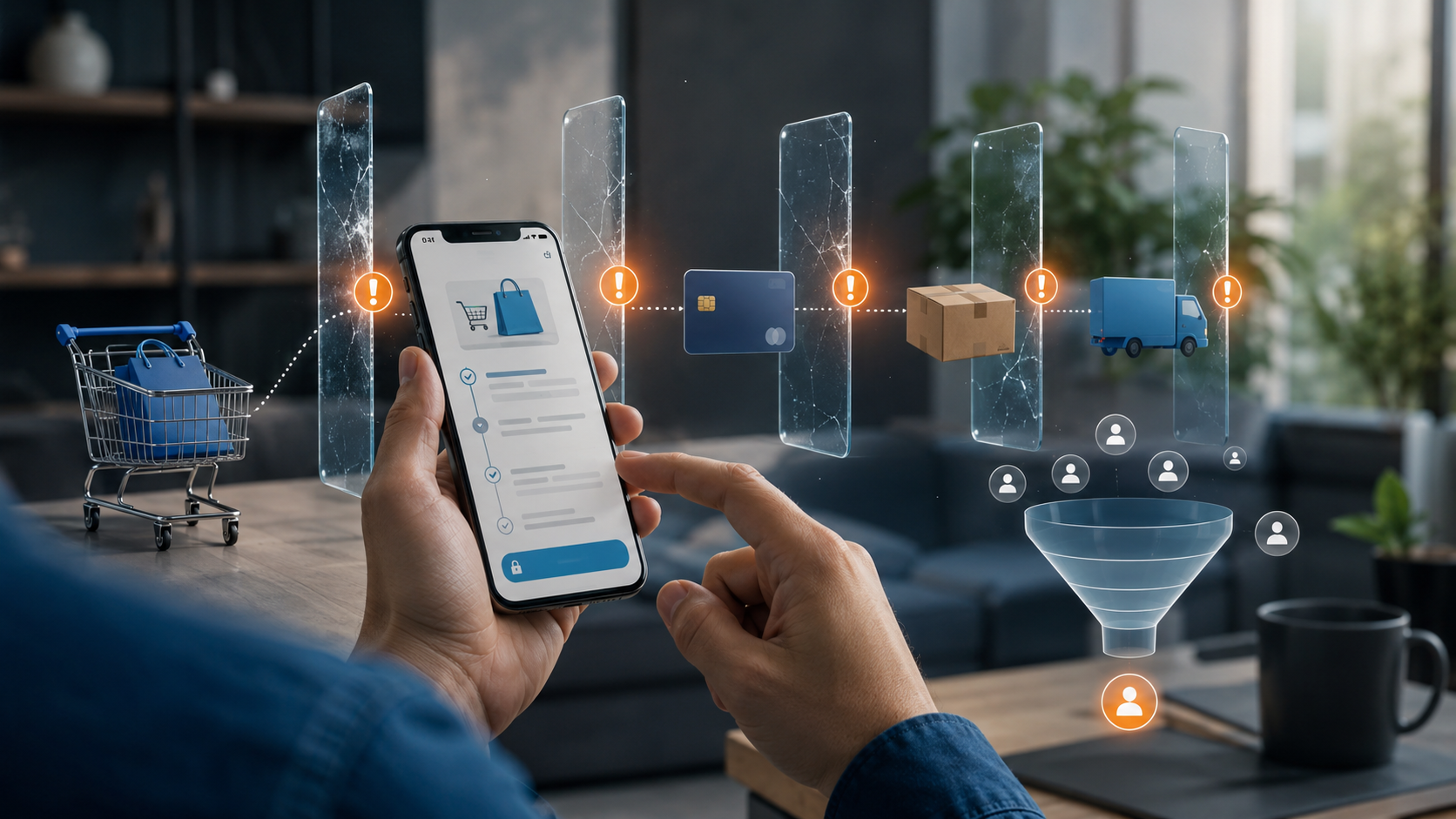 Checkout telemóvel de loja online em Portugal com barreiras invisíveis no funil de compra
